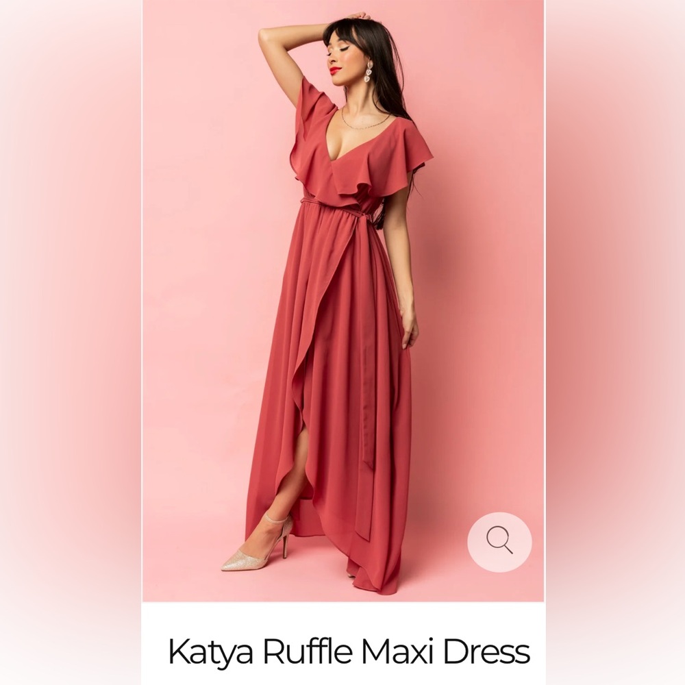 Baltic Born Katya Ruffle Maxi Dress in Rose